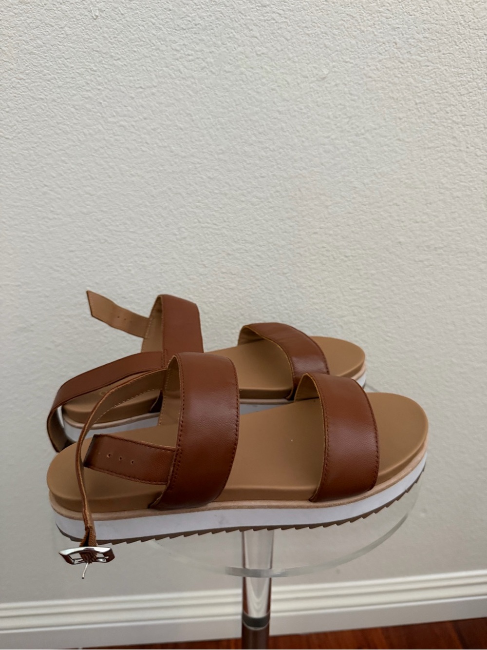 Quince Brown Two-Strap Platform Sandals with Ankle Buckle - Picture 4 of 7